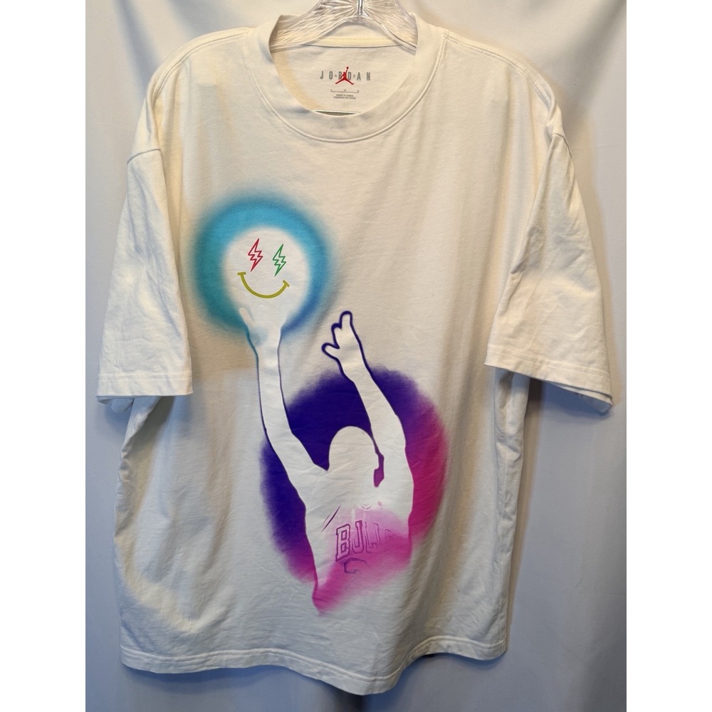 Air Jordan x J Balvin Size Large Graphic Print White T-Shirt Sample Shirt